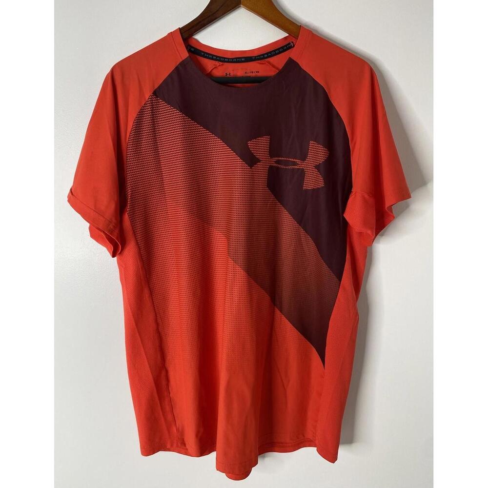 Under Armour Threadborne Mens T-Shirt XL Red Short Sleeve HeatGear Loose